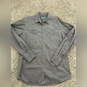 Wrangler Shirt Mens XLT Retro Premium Gray Pearl Snap Western Rodeo Cowboy